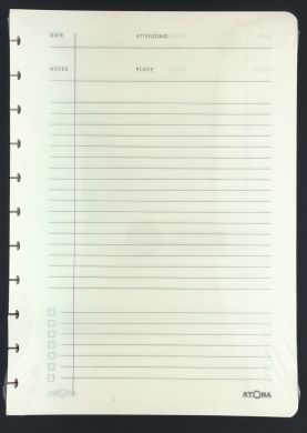 A4 Refill with Cream Meeting Log Pages with Lined Notes Area